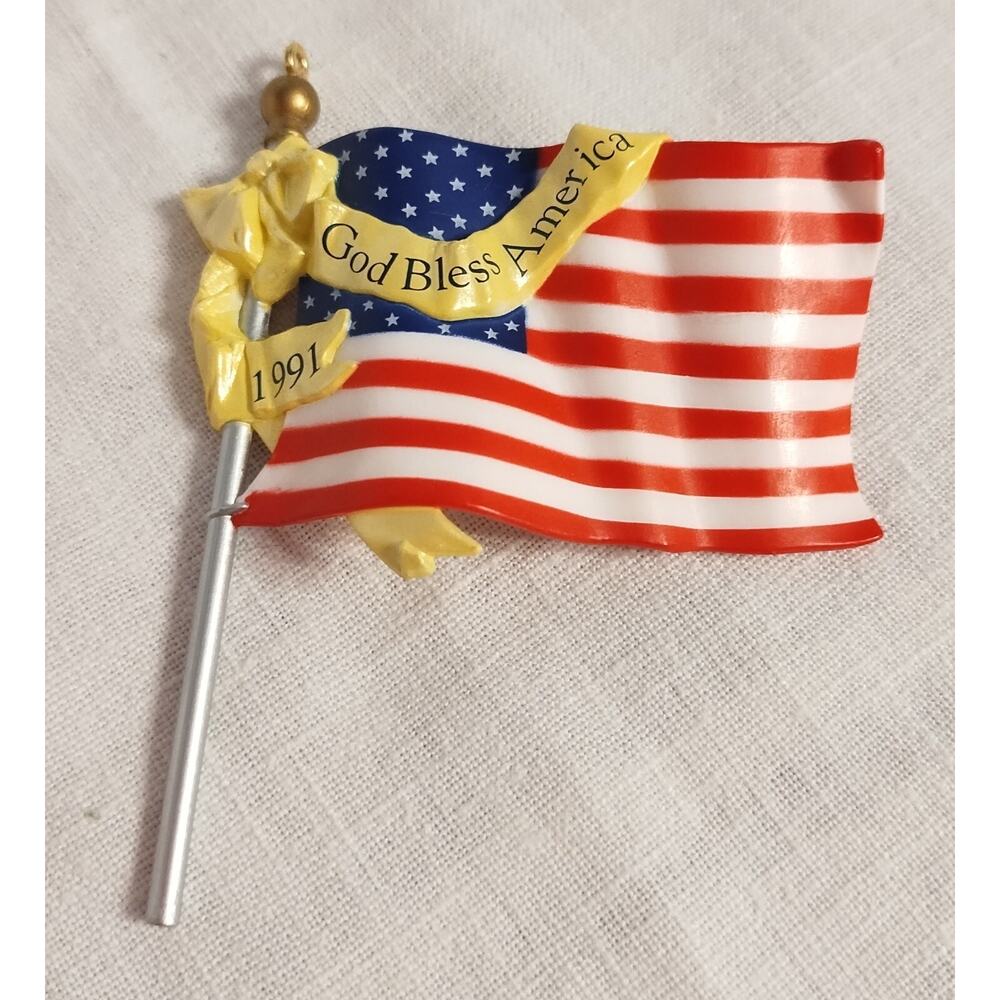 Vintage 1991 Hallmark Keepsake "Flag of Liberty" Ornament in Original Box